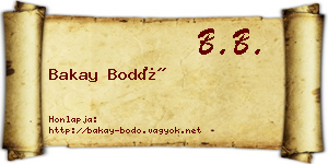 Bakay Bodó névjegykártya